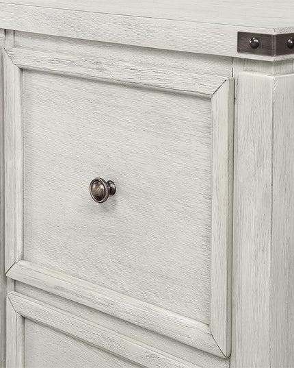 OSP Home Furnishings Designs Baton Rouge 2 Drawer File Cabinet with Rustic Design and Metal Accents, Champagne Oak - LeafyLoom