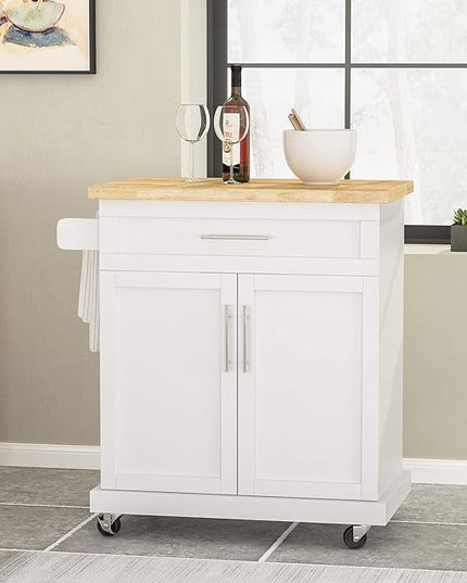 Christopher Knight Home Batavia Kitchen CART, Natural + White - LeafyLoom