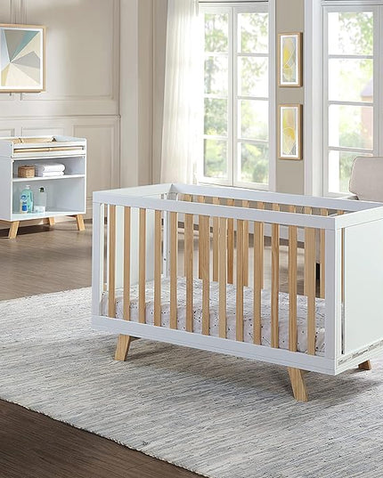 Suite Bebe Livia Convertible Crib in White & Natural - LeafyLoom