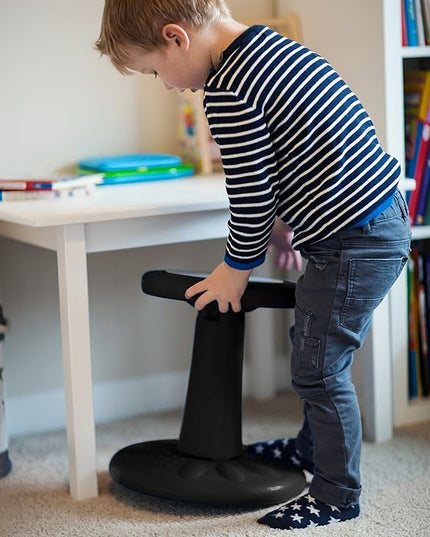 Studico ActiveChairs Kids Wobble Chair, Flexible Preschool & Elementary Classroom Seating, Improves Focus, Posture & Helps ADHD/ADD, Sensory Chair, [Active Fidget Chairs], 14" Stool, Ages 3-7, Black - LeafyLoom
