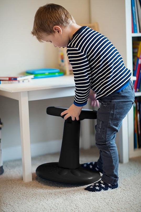 Studico ActiveChairs Kids Wobble Chair, Flexible Preschool & Elementary Classroom Seating, Improves Focus, Posture & Helps ADHD/ADD, Sensory Chair, [Active Fidget Chairs], 14" Stool, Ages 3-7, Black - LeafyLoom