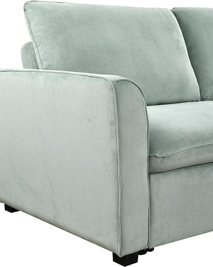 3 in 1 Oversized Convertible Loveseat Sleeper Sofa Bed,Soft Corduroy Upholstered Queen Love Seats Sofabed W/Pull Out Sleep Couch,Comfortable Cushions and Padded Armrests for Living Room - LeafyLoom