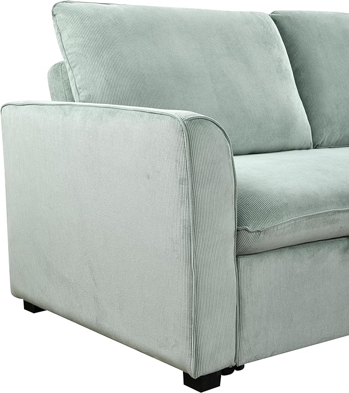 3 in 1 Oversized Convertible Loveseat Sleeper Sofa Bed,Soft Corduroy Upholstered Queen Love Seats Sofabed W/Pull Out Sleep Couch,Comfortable Cushions and Padded Armrests for Living Room - LeafyLoom