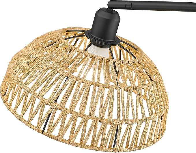 Farmhouse Floor Lamps with Remote Control for Living Room, Arch Tall Standing Lamp, Over Couch Mid Century Arched Reading Lamp, Dimmable Tall Lamp with 9W LED Bulb for Bedroom,Office (Black) - LeafyLoom
