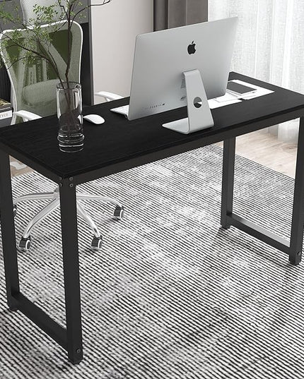 39 Inch Small Space Computer Desk, Home Office Desk, Heavy Duty Multipurpose Table, Study Desk Workstation, Black - LeafyLoom