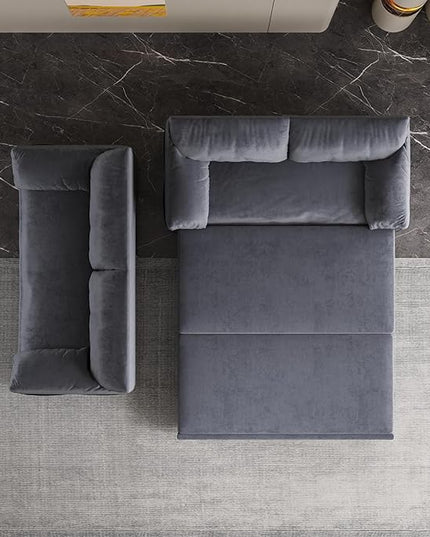 Oversized 3 in 1 Loveseat Sleeper Sofa Bed,Queen Size Love Seats W/Pull Out Couch and Padded Armrests Convertible Spacious Sofabed with Side Storage Pocket for Home Office Apartment Living Room - LeafyLoom