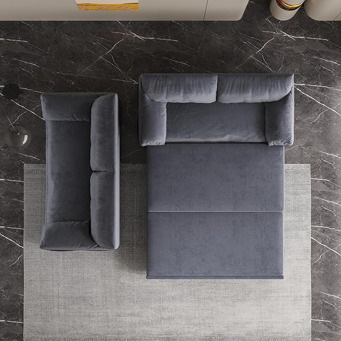Oversized 3 in 1 Loveseat Sleeper Sofa Bed,Queen Size Love Seats W/Pull Out Couch and Padded Armrests Convertible Spacious Sofabed with Side Storage Pocket for Home Office Apartment Living Room - LeafyLoom