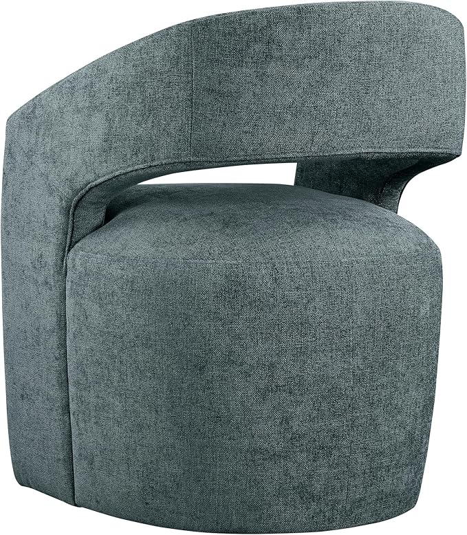 Dining Chairs with Casters Upholstered Modern Armchair with Rollers for Diningroom Bedroom Livingroom Reading Room, 32.25''H, Blue - LeafyLoom