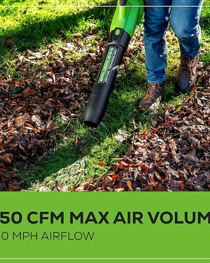 Greenworks 40V (130 MPH / 550 CFM / 75+ Compatible Tools) Cordless Brushless Axial Leaf Blower, 4.0Ah Battery and Charger Included - LeafyLoom