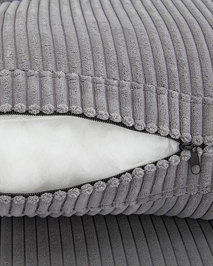 Morden Soft Corduroy Upholstered 3 Seater Sofa Couch with Removable Back Cushions and 5 Pillows for Living Room, Apartment, Office, 105", Gray-403 - LeafyLoom