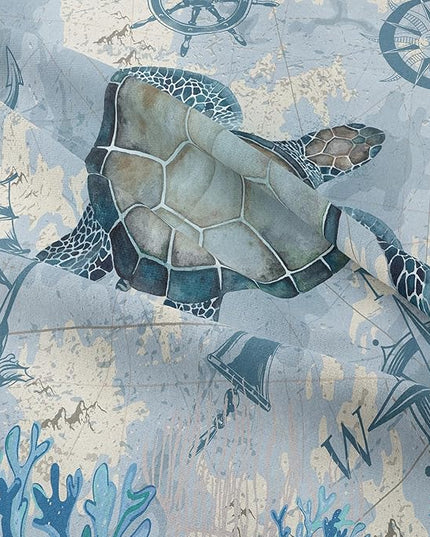 NINENINE Sea Turtle Comforter Set Twin Size for Kids Girls Boys,Ocean Themed Turtle Printed Aqua Blue Bedding Coral Sailboat Bed Set with 1 Comforter 1Pillowcase… - LeafyLoom