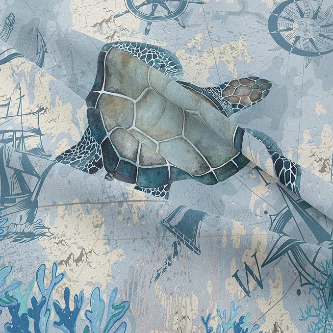 NINENINE Sea Turtle Comforter Set Twin Size for Kids Girls Boys,Ocean Themed Turtle Printed Aqua Blue Bedding Coral Sailboat Bed Set with 1 Comforter 1Pillowcase… - LeafyLoom