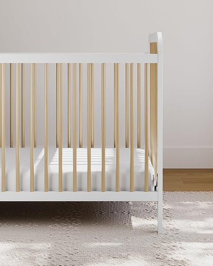 Storkcraft Pasadena 3-in-1 Convertible Crib (White with Driftwood) – GREENGUARD Gold Certified, Converts to Daybed and Toddler Bed, Fits Standard Full-Size Crib Mattress, Adjustable Mattress Height - LeafyLoom