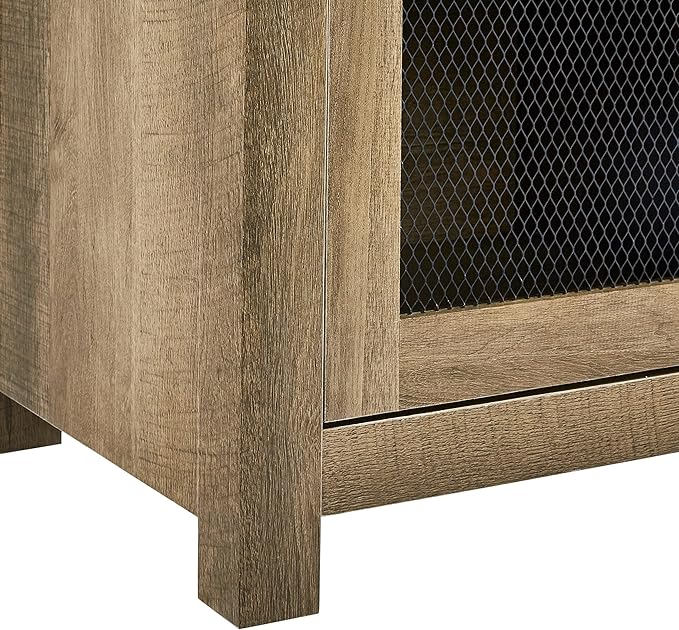ROCKPOINT 58inch TV Stand Entertaiment Media Console Center Industrial Style Door, Dark Oak - LeafyLoom