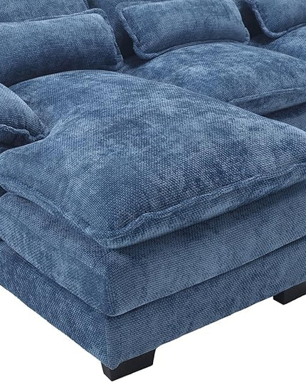 6 Seater Overstuffed Modular Sectional Sofa Cloud Couch with Double Chaise Lounge, U Shaped Chenille Upholstered Leisure Sofa&Couches with Memory Foam and Waist Pillows for Living Room Office - LeafyLoom