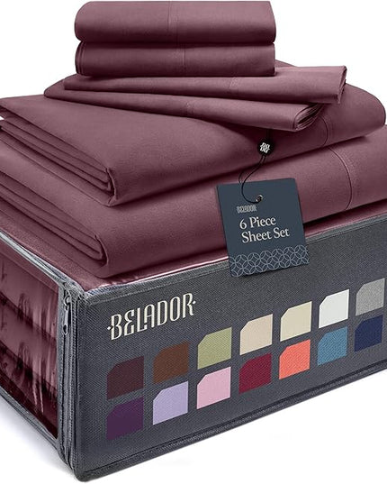 BELADOR Silky Soft Queen Sheet Set - 6 Piece Bed Sheets for Queen Size Bed, Secure-Fit Deep Pocket Sheets with Elastic, Breathable Hotel Sheets & Pillowcase Set, Wrinkle Free Oeko-Tex Sheets - LeafyLoom