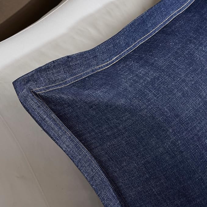 Woolrich Rustic Lodge Cabin Comforter Set - All Season Down Alternative Warm Bedding Layer and Matching Shams, Oversized Queen, Perry, Denim Blue - LeafyLoom
