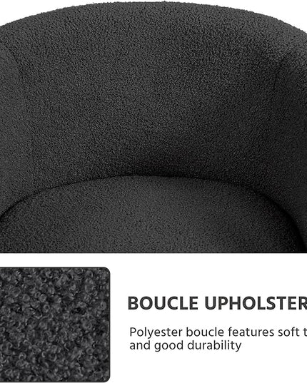 Yaheetech Accent Chairs Set of 2, Furry Living Room Chairs, Sherpa Barrel Chairs with Cozy Soft Padded, Boucle Fabric Armchais for Living Room Bedroom Reception Room Office, Dark Gray - LeafyLoom