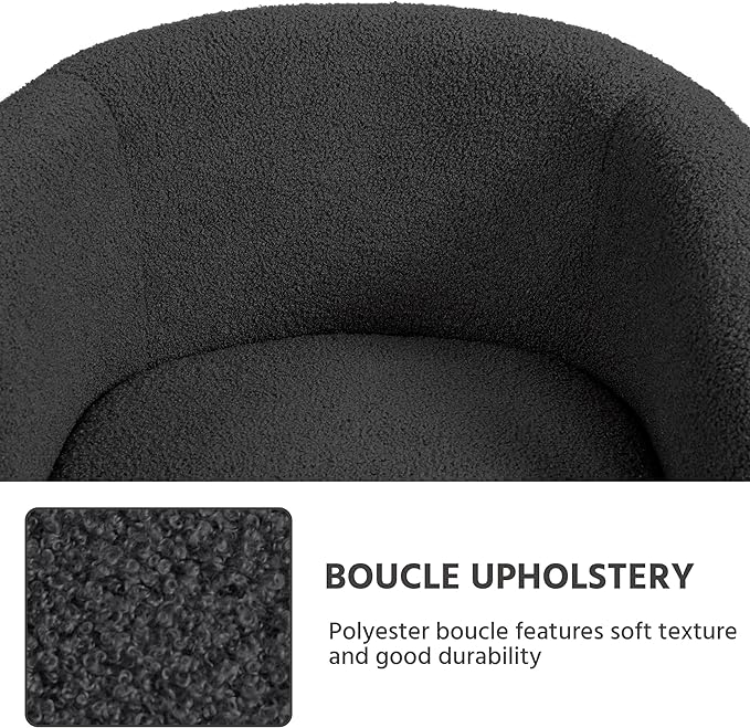 Yaheetech Accent Chairs Set of 2, Furry Living Room Chairs, Sherpa Barrel Chairs with Cozy Soft Padded, Boucle Fabric Armchais for Living Room Bedroom Reception Room Office, Dark Gray - LeafyLoom