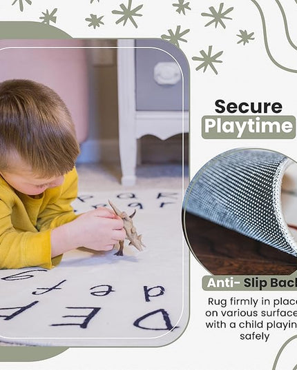Alphabet Classroom Rug for Kids - 40 Inch Kids Rugs for Bedroom - Nursery Rug for Kids Room Decor - Kids Playroom Rug for Baby Learning - ABC Rugs for Kids Playroom - Kids Area Rugs for Bedroom - LeafyLoom
