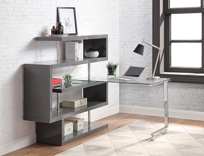 NicBex Kimberly-DW-00028-LWJ Home Office Desks, 55"x24"x54", Gray - LeafyLoom
