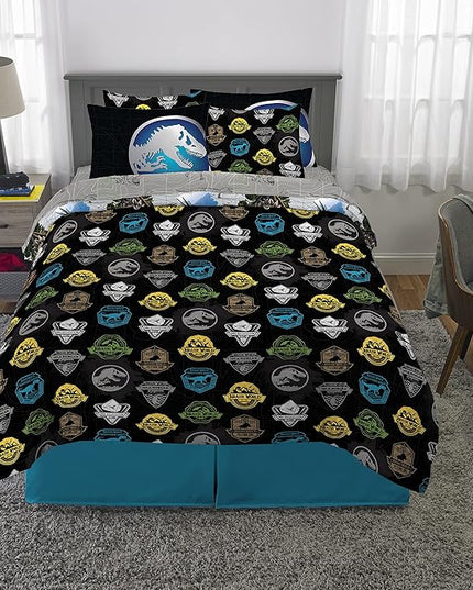 Franco Kids Bedding Super Soft Comforter and Sheet Set with Sham, 7 Piece Full Size, Jurassic World - LeafyLoom