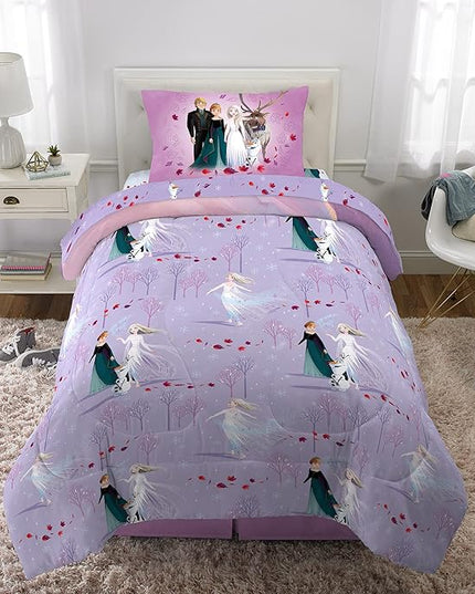 Disney Frozen 2 Kids Bedding Super Soft Comforter And Sheet Set, 4 Piece Twin Size, "Official" Disney Product By Franco - LeafyLoom