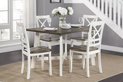 NicBex Dining Table Set for 4 Corner Dining Table Set Modern Farmhouse Style 5 Piece Pack Dinette Set for Breakfast Nook, Living Room, Easy Assembly, Multicolor - LeafyLoom