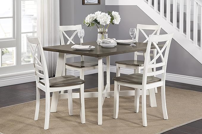 NicBex Dining Table Set for 4 Corner Dining Table Set Modern Farmhouse Style 5 Piece Pack Dinette Set for Breakfast Nook, Living Room, Easy Assembly, Multicolor - LeafyLoom