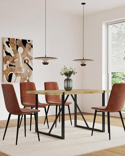 NicBex Dining Chairs Set of 4 Modern Upholstered Linen Dining Room Kitchen Chairs with Black Metal Legs,Side Chairs for Dining Room, Kitchen,Living Room, and Restaurants,Caramel - LeafyLoom