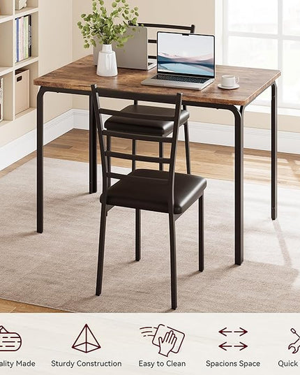 IDEALHOUSE Dining Table for 4, Small Table and Chairs Set of 4, Dinette Set for 4, Square Dinner Table Set, 5 Piece Kitchen & Dining Room Sets for Small Space (Vintage, Dining Table with 4 Chairs) - LeafyLoom