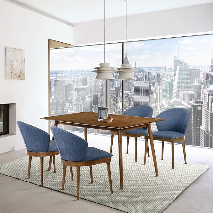Armen Living Westmont 59" Rectangular Wood Dining Table, Walnut - LeafyLoom