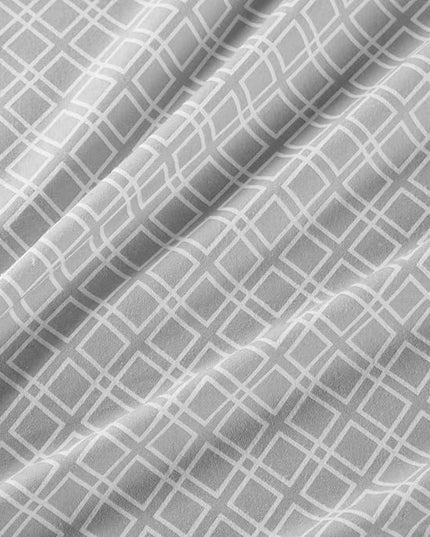 Comfort Spaces Cotton Flannel Breathable Warm Deep Pocket Sheets with Pillow Case Bedding, Full, Grey Geo 4 Piece - LeafyLoom
