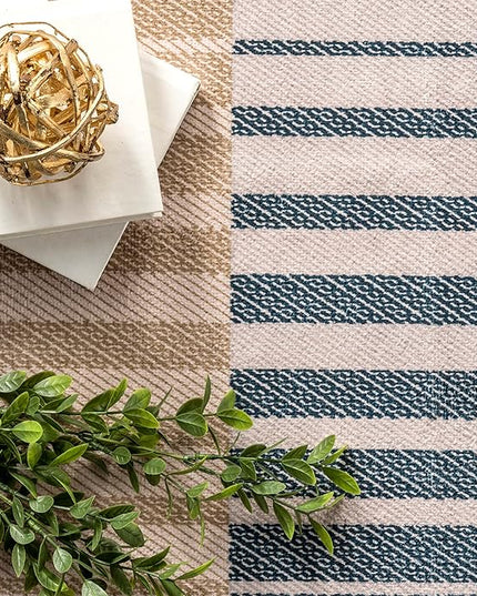 nuLOOM Lennie Modern Multi Striped Machine Washable Ultra Thin Area Rug, 3' x 5', Beige - LeafyLoom