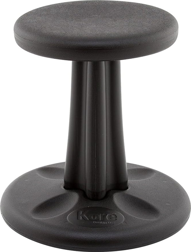 Kore Kids Wobble Chair - Flexible Seating Stool for Classroom & Elementary School, ADD/ADHD - Made in The USA - Age 6-7, Grade 1-2, Black (14in) - LeafyLoom
