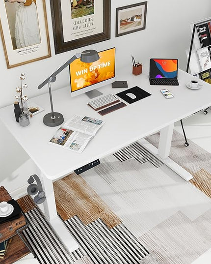 Whole Piece Standing Desk, 48 x 24 in, Electric, 176 lbs Capacity, Adjustable Height Desk for Home & Office, White - LeafyLoom