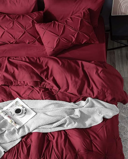 Bedsure Full Size Comforter Sets - Bedding Sets Full 7 Pieces, Bed in a Bag Burgundy Bed Sets with Comforter, Sheets, Pillowcases & Shams, Adult & Kids Bedding - LeafyLoom