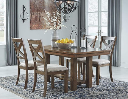 Signature Design by Ashley Moriville Modern Farmhouse 19" Upholstered Dining Room Chair, 2 Count, Brown - LeafyLoom