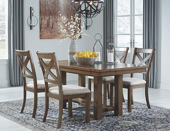 Signature Design by Ashley Moriville Modern Farmhouse 19" Upholstered Dining Room Chair, 2 Count, Brown - LeafyLoom