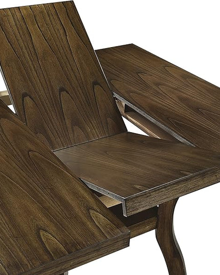 NicBex Dining Table Set for 4 Kitchen & Dining Room Tables Transitional Dining Room Furniture 5pc Dining Set Table with Self-Storing Leaf and 4X Side Chairs, Wooden, Brown - LeafyLoom