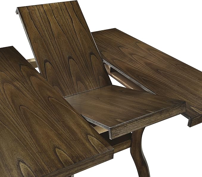 NicBex Dining Table Set for 4 Kitchen & Dining Room Tables Transitional Dining Room Furniture 5pc Dining Set Table with Self-Storing Leaf and 4X Side Chairs, Wooden, Brown - LeafyLoom