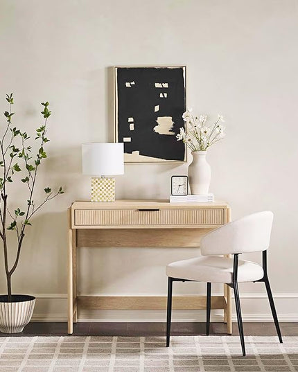 Walker Edison Office Writing and Computer Desk Spacious Desktop, Complementary in Living Spaces, 38 Inch, Reeded Coastal Oak - LeafyLoom