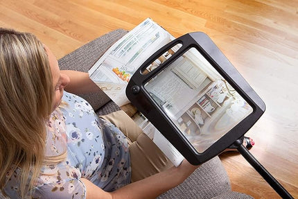 402039-04 Full Page 8 x 10 Inch Magnifier LED Illuminated Floor Lamp, Black - LeafyLoom