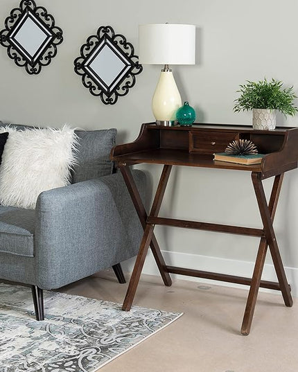 Linon Mable Folding Desk, Walnut - LeafyLoom