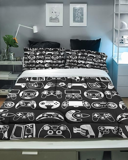Sunnycitron Kids comforter sets Gamer Bedding Sets for Boys Twin Comforter Set Gaming Comforter Sets Gamer Comforter Set for Boys Gaming Bed Gamer Room Decor,1 Comforter 2Pillowcase - LeafyLoom
