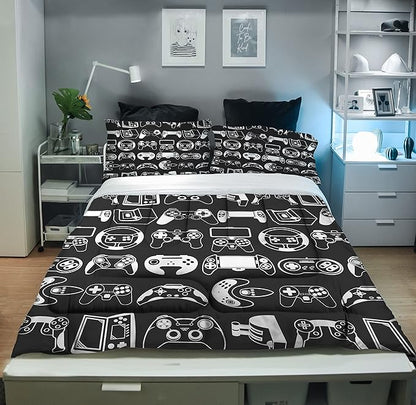Sunnycitron Kids comforter sets Gamer Bedding Sets for Boys Twin Comforter Set Gaming Comforter Sets Gamer Comforter Set for Boys Gaming Bed Gamer Room Decor,1 Comforter 2Pillowcase - LeafyLoom