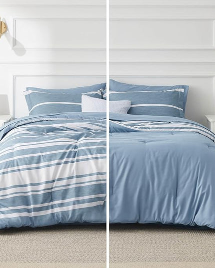 Bedsure King Size Comforter Set - Bedding Set King 7 Pieces, Bed in a Bag Bed Set with Comforter, Sheets, Pillowcases & Shams - LeafyLoom