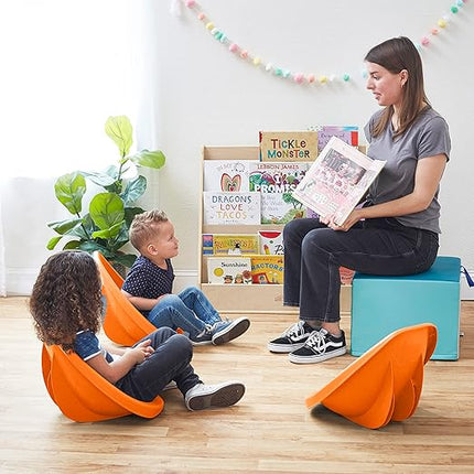 ECR4Kids Leaf Floor Seat, Rocker Chair, Orange, 6-Piece - LeafyLoom