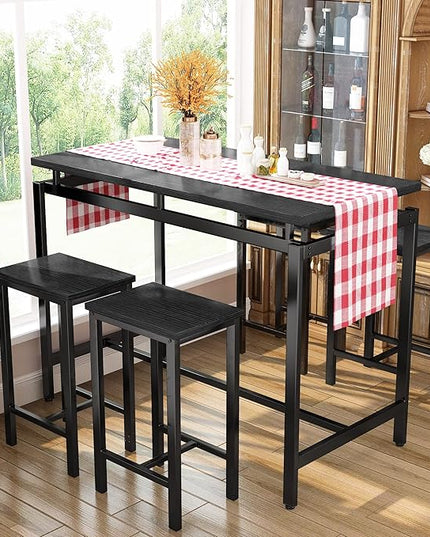 DKLGG Dinner Table Set for 4, Modern Kitchen Table and Chairs for 4 Wooden Top and Adjustable Metal Legs, Small Dining Room Table Set 5 Pieces Compact Design for Small Space - LeafyLoom