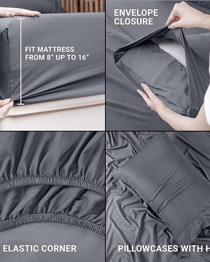 Utopia Bedding Twin Bed Sheets Set - 3 Piece Bedding - Brushed Microfiber - Shrinkage and Fade Resistant - Easy Care (Twin, Grey) - LeafyLoom
